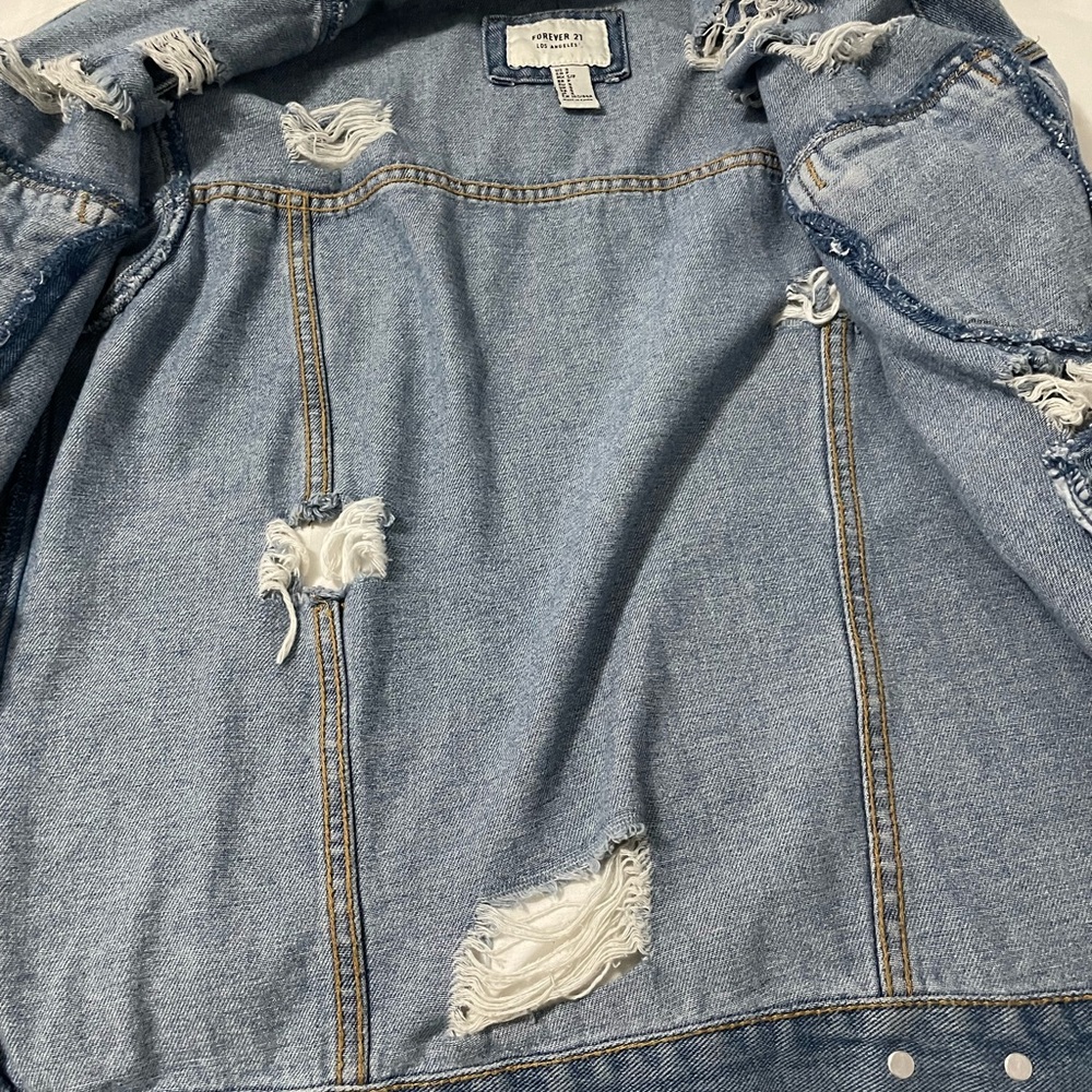 Distressed Blue Denim Jacket Size Small - Picture 7 of 9